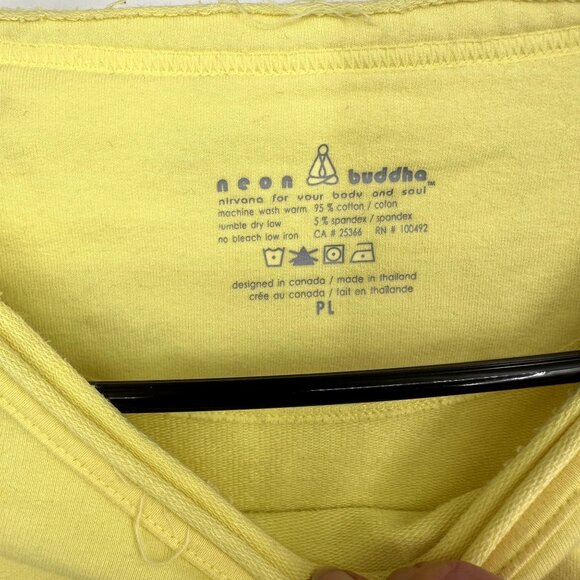 Neon Buddha Yellow Bohemian Coastal Ruffle Hem Top‎ Women's Size Petite Large - Picture 5 of 6